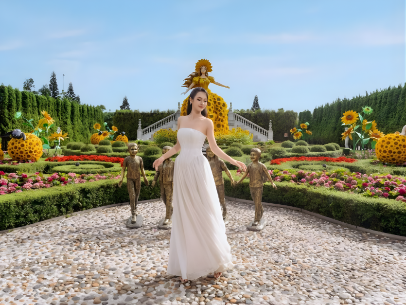 Vườn hoa Le Jardin D’Amour luôn mang đến sự đa dạng về màu sắc và bối cảnh.