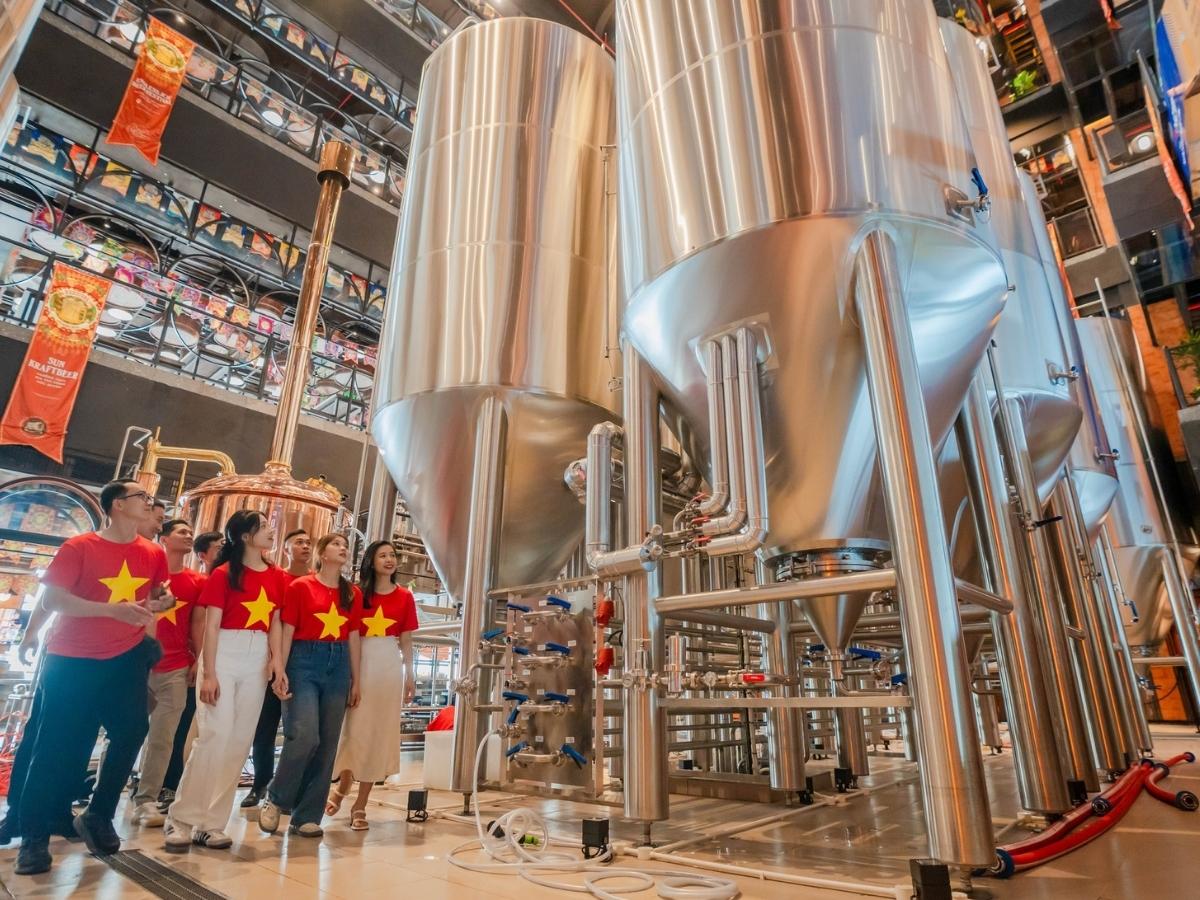Linh hồn của quy trình nấu bia tại Ba Na Brew House chính là hệ thống nồi nấu và bồn lên men.