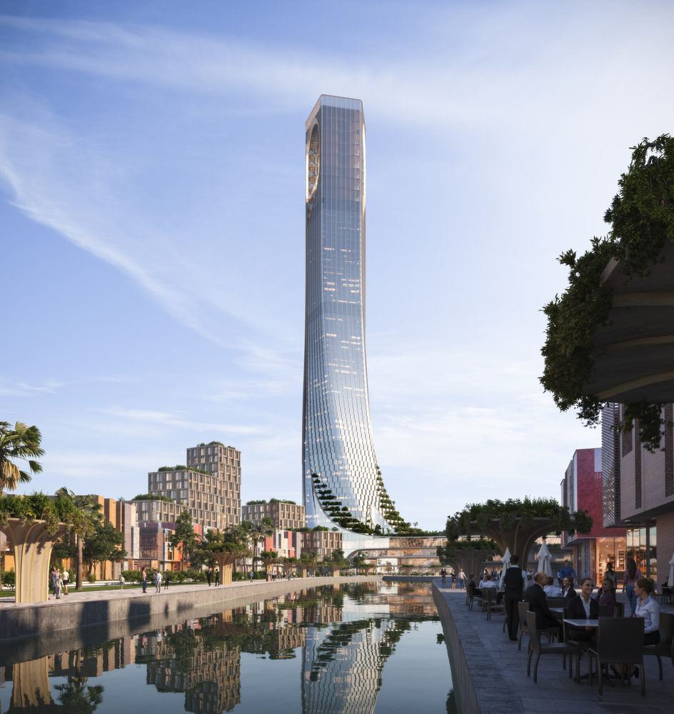 Phối cảnh minh họa tòa tháp biểu tượng 69 tầng tại quần thể.