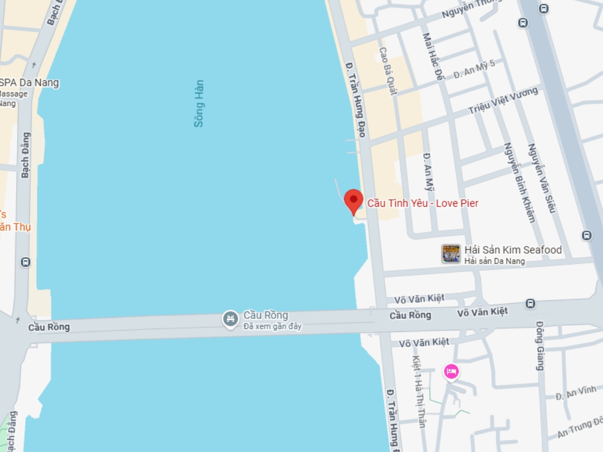 Vị trí cầu khóa tình yêu trên bản đồ của Google