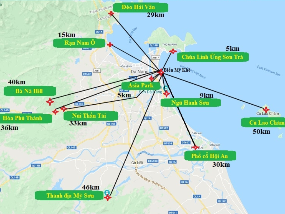 Tham khảo bản đồ du lịch Đà Nẵng. (Nguồn: Sưu tầm)