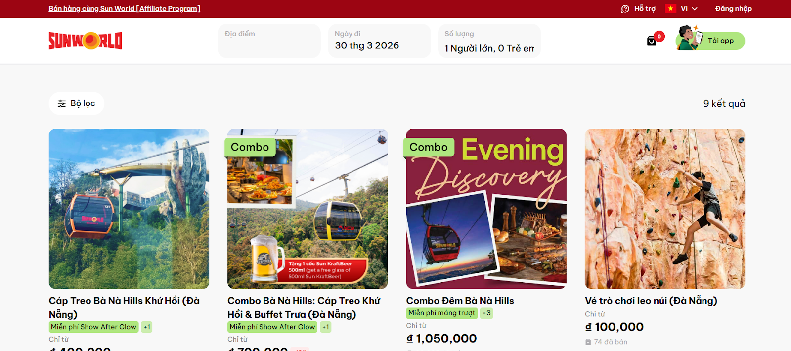 Đặt vé dễ dàng qua website chính thức